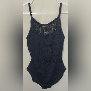 Aqua Green Black Lace Swimsuit